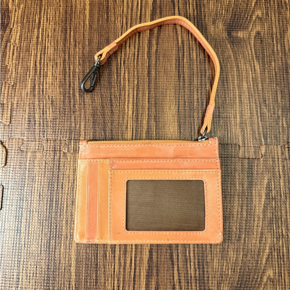 Coral Leather Wristlet Card Holder